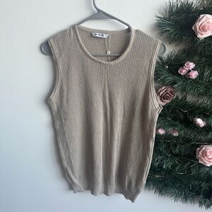 Ron Tomson Taupe Sleeveless Knit Top - size S